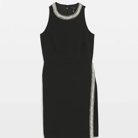 nwt AMAZING SPARKLE WHITE HOUSE BLACK MARKET crystal embellished dress 10 6p - Picture 3 of 4